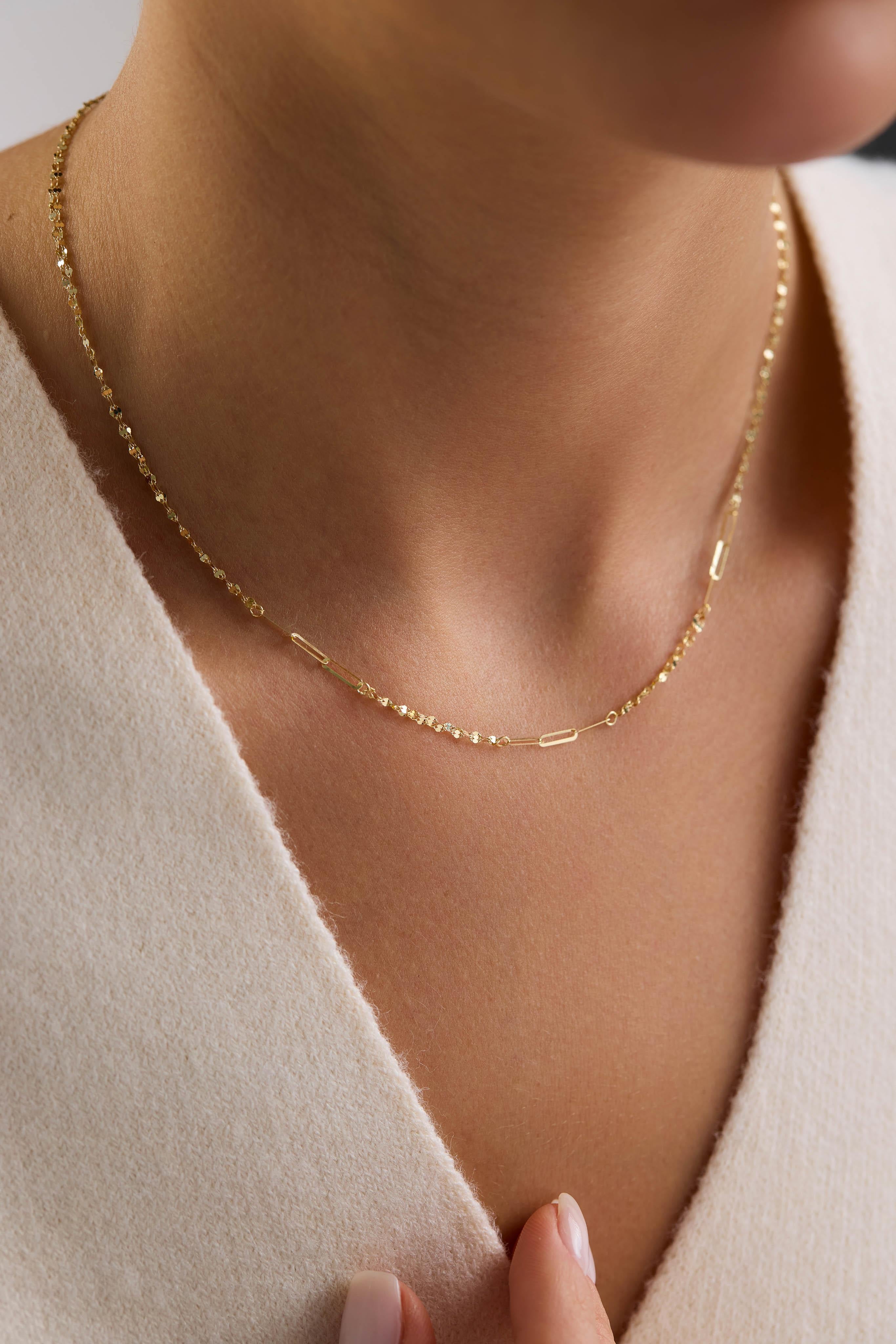 14 Ayar Aynalı Zincir Altın Kolye