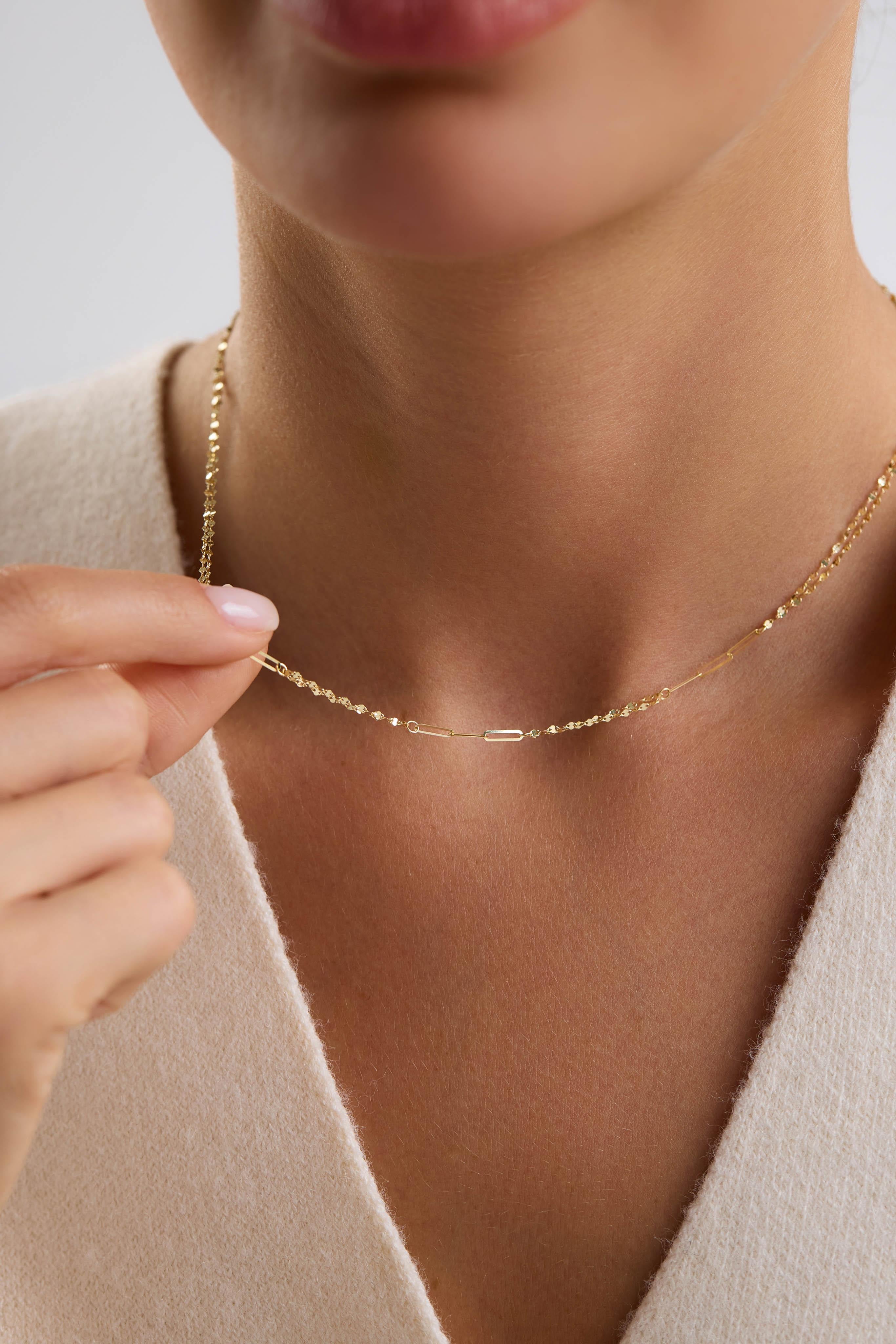 14 Ayar Aynalı Zincir Altın Kolye