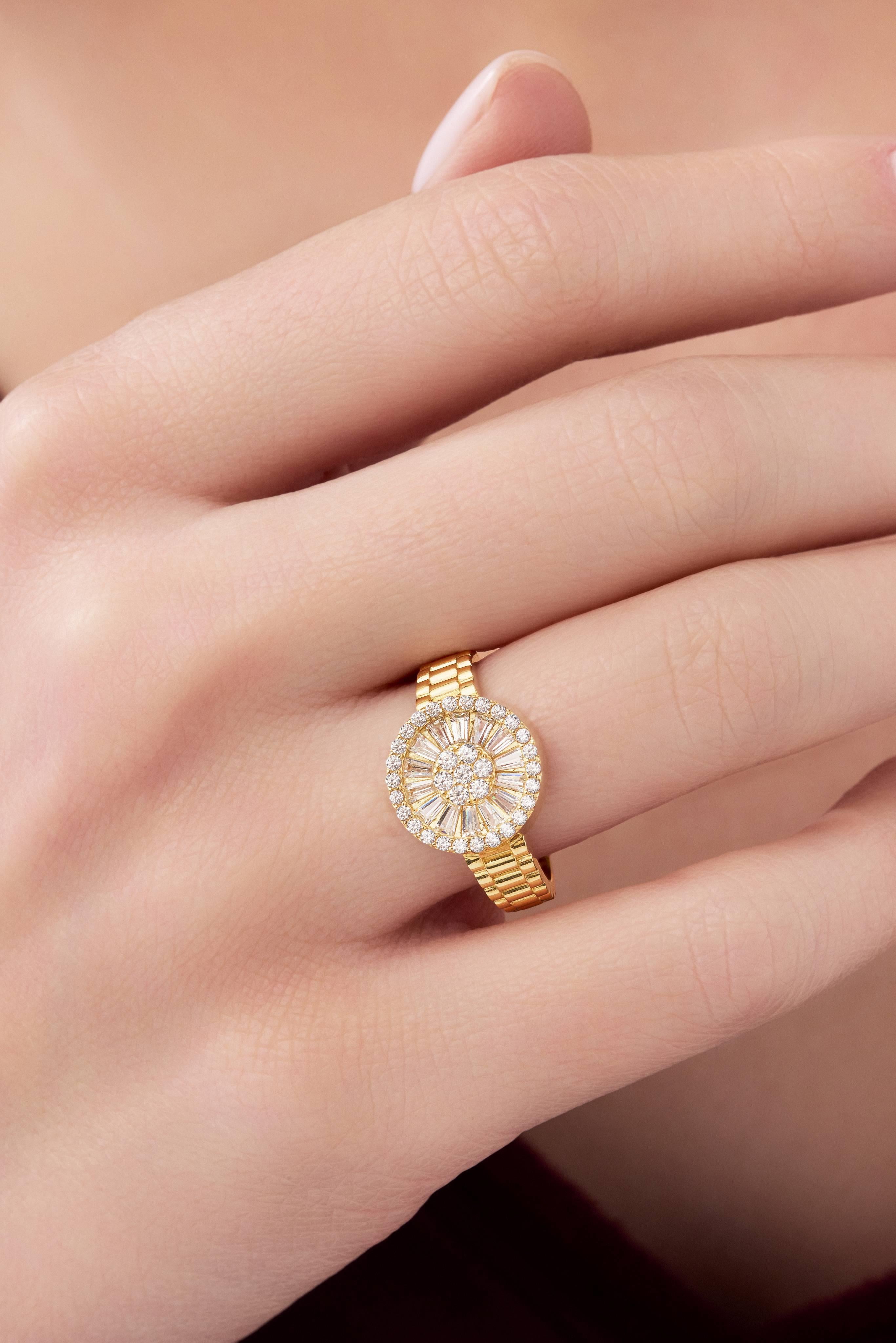 14 Ayar Baget Taşlı Altın Yüzük