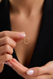 14 Ayar Burgu Altın Halka Küpe (Büyük)