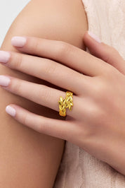 14 Ayar Çiçek Sarı Altın Yüzük