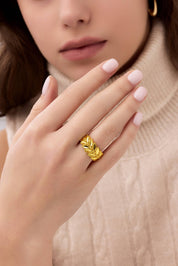 14 Ayar Çiçek Sarı Altın Yüzük