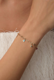 14 Ayar Çiçekli Altın Ataç Bileklik