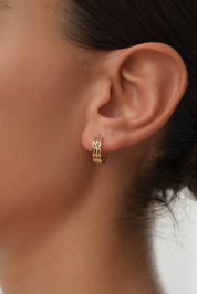 14 Ayar Dalgalı Altın Halka Küpe