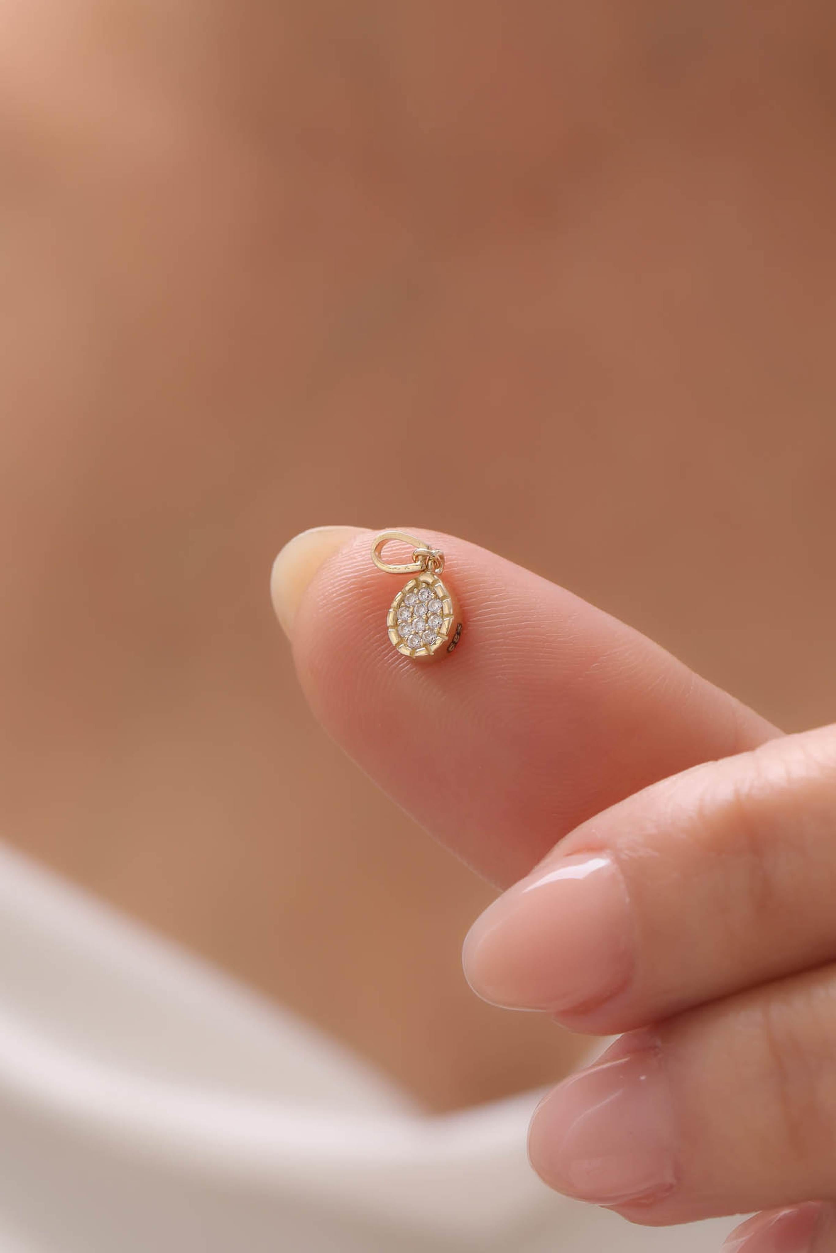 14 Ayar Damla Altın Kolye Ucu