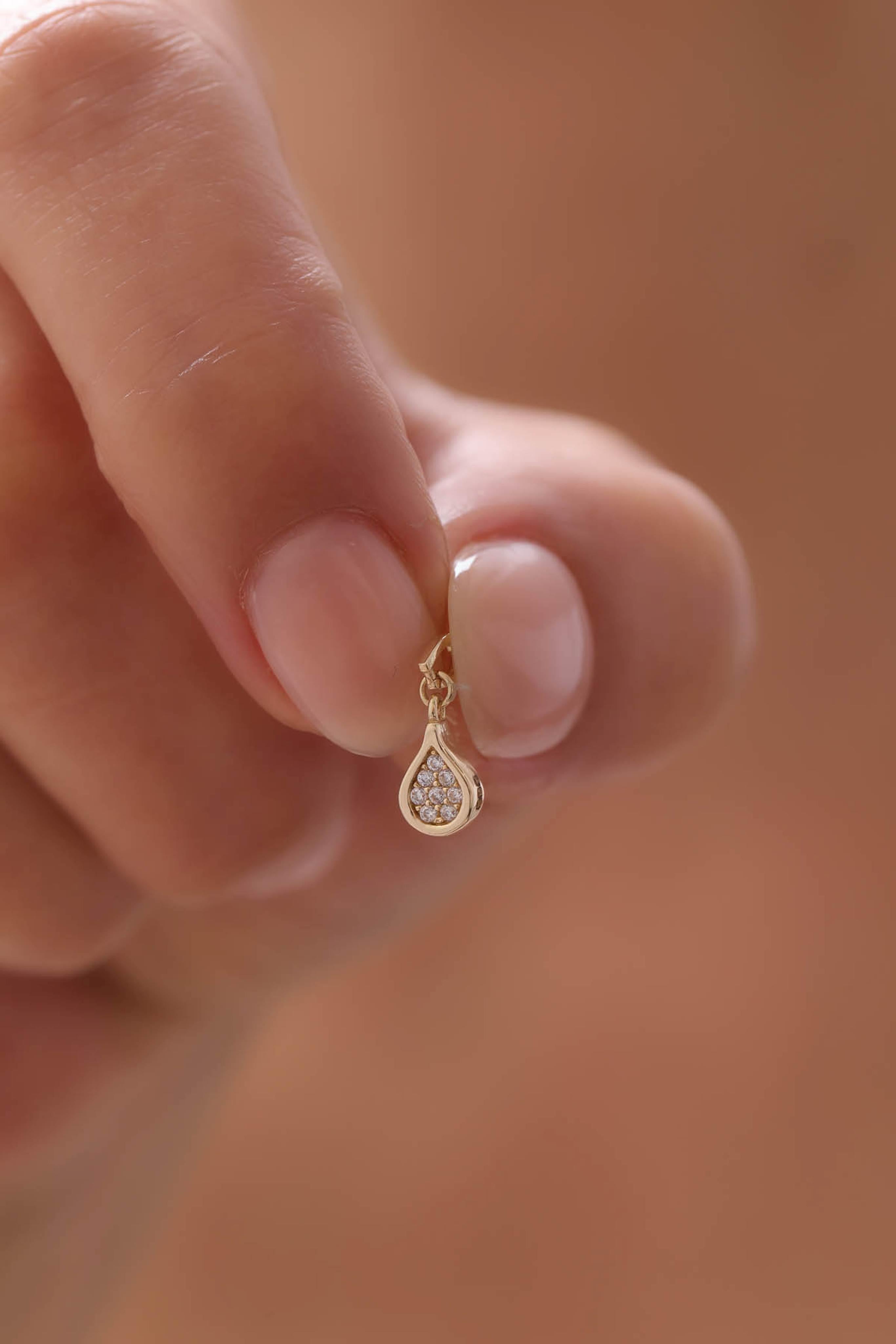 14 Ayar Damla Altın Kolye Ucu