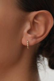 14 Ayar Desenli Altın Halka Küpe