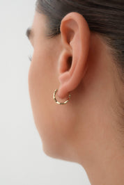 14 Ayar Desenli Altın Halka Küpe