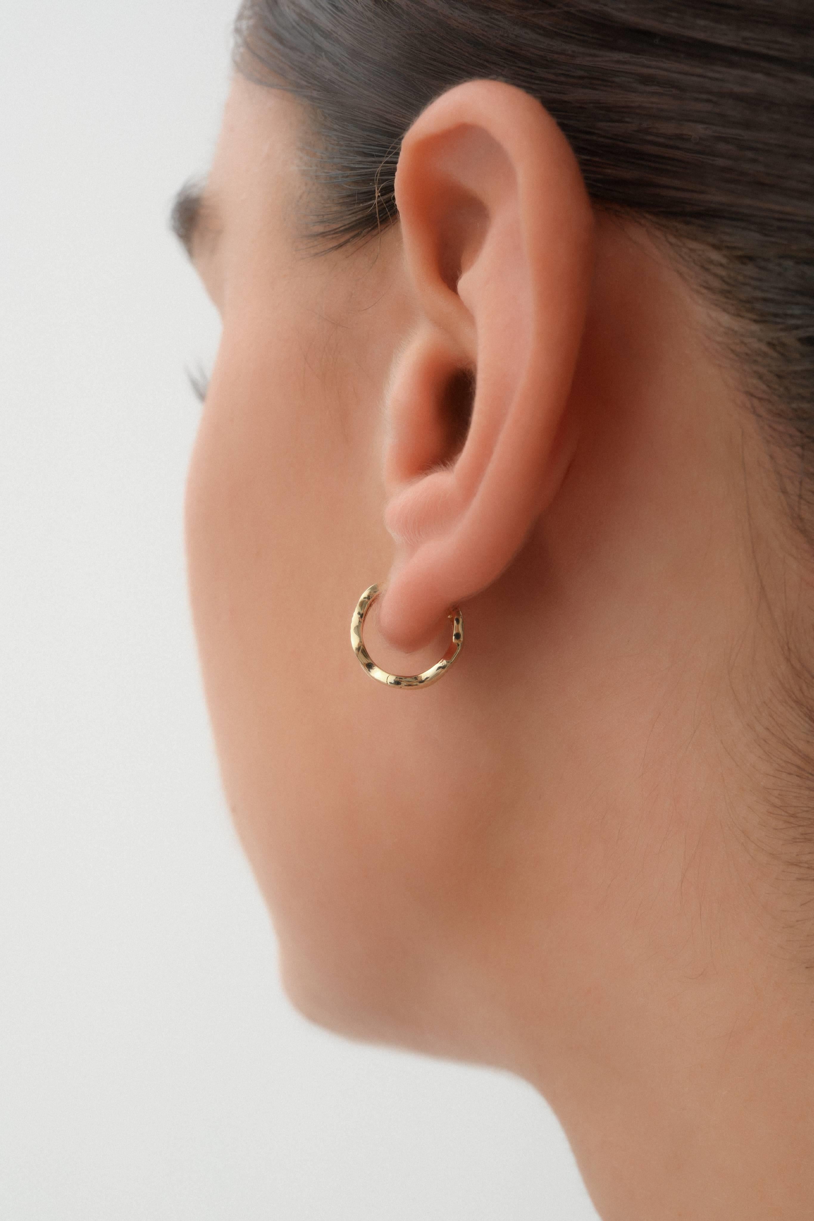 14 Ayar Desenli Altın Halka Küpe