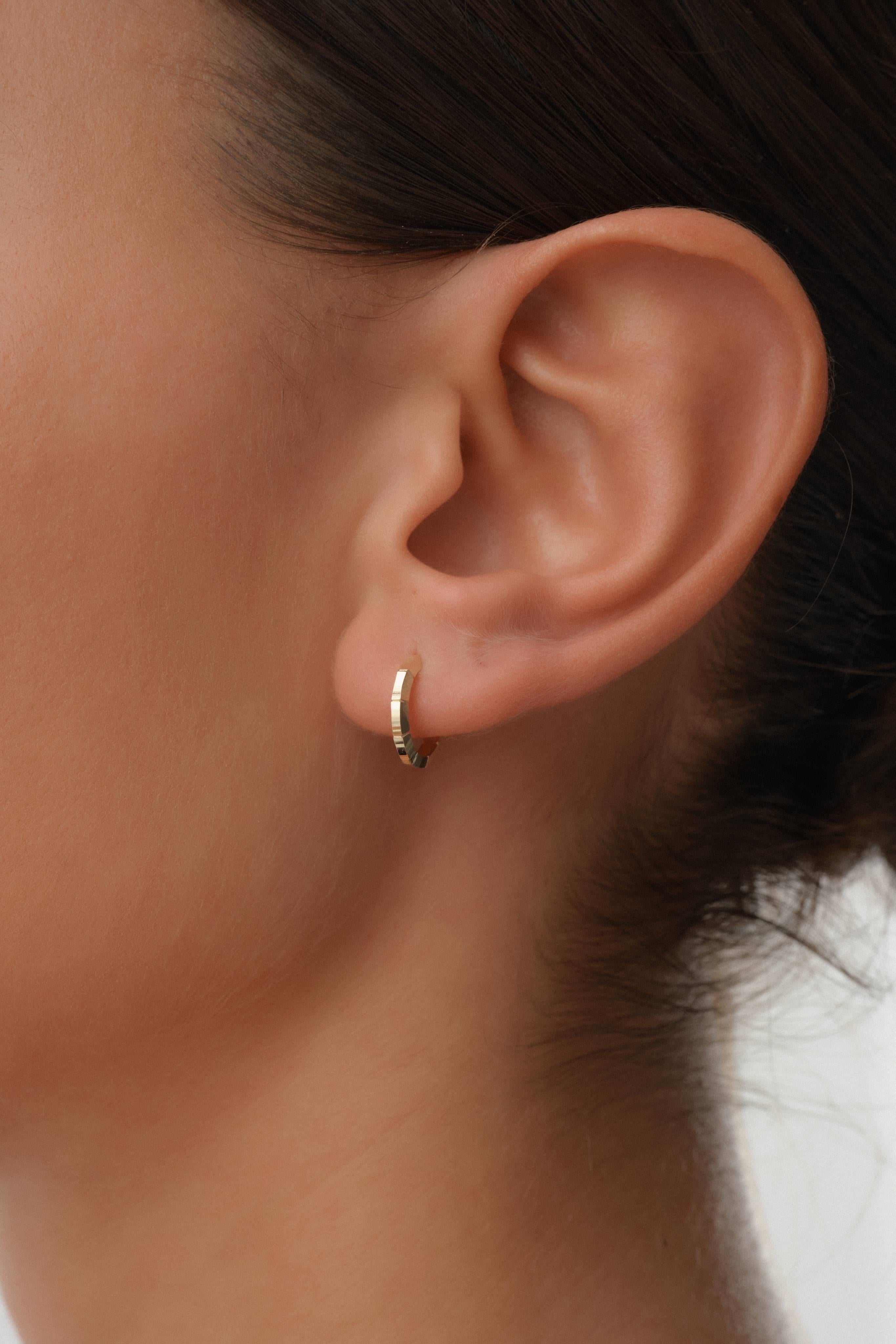 14 Ayar Desenli Altın Halka Küpe