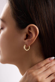 14 Ayar Desenli Altın Halka Küpe