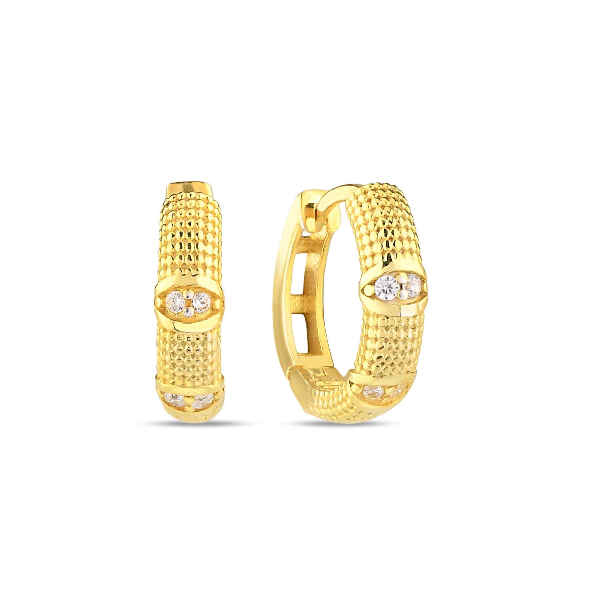 14 Ayar Desenli Altın Halka Küpe