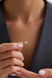 14 Ayar Desenli Altın Top Küpe