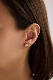 14 Ayar Desenli Altın Top Küpe