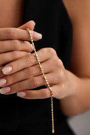 14 Ayar Dikdörtgen Küp Zincir Altın Bileklik