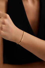 14 Ayar Dikdörtgen Küp Zincir Altın Bileklik