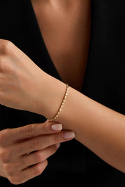 14 Ayar Dikdörtgen Küp Zincir Altın Bileklik