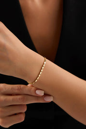 14 Ayar Dikdörtgen Küp Zincir Altın Bileklik