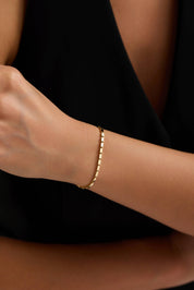 14 Ayar Dikdörtgen Küp Zincir Altın Bileklik