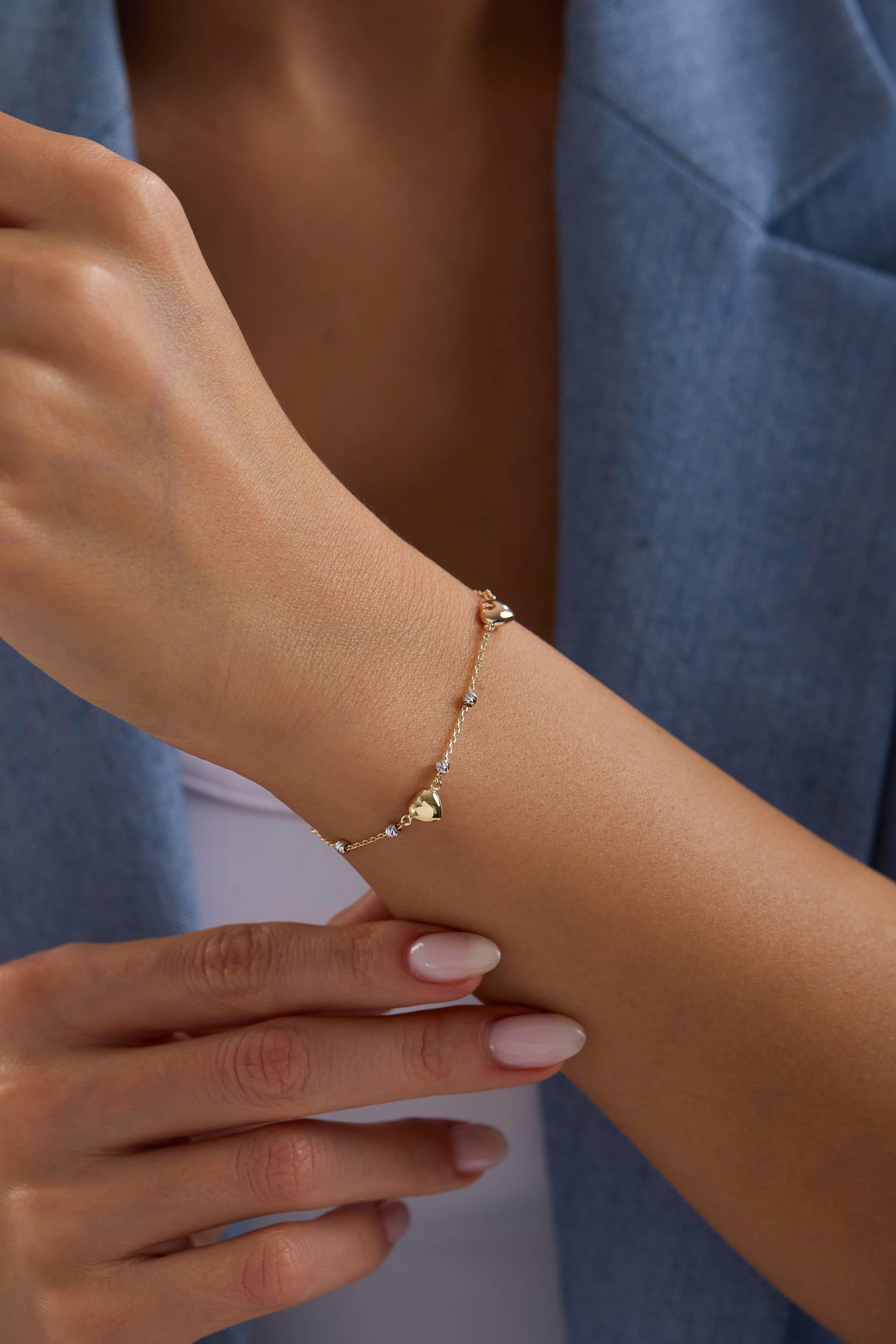 14 Ayar Dorikalı Kalp Altın Bileklik