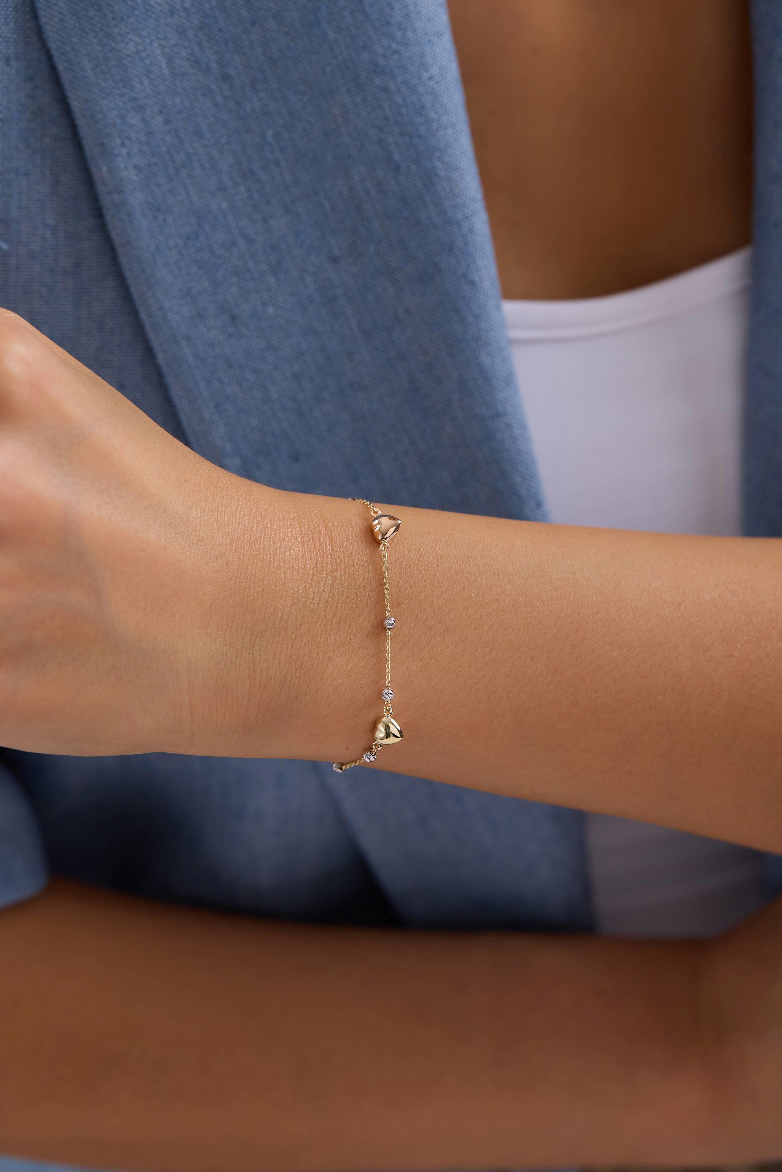 14 Ayar Dorikalı Kalp Altın Bileklik