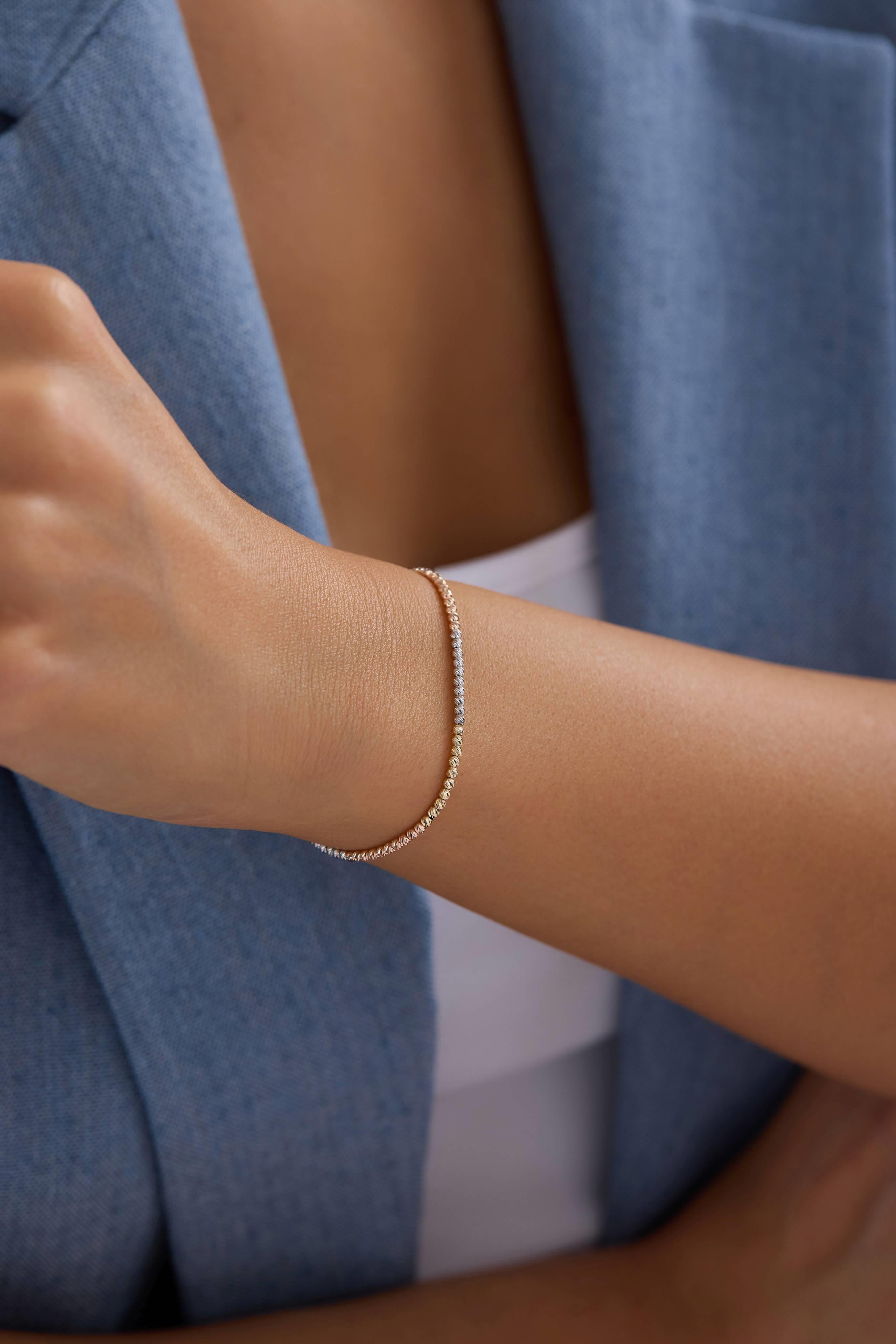 14 Ayar Dorikalı Üç Renk Altın Bileklik