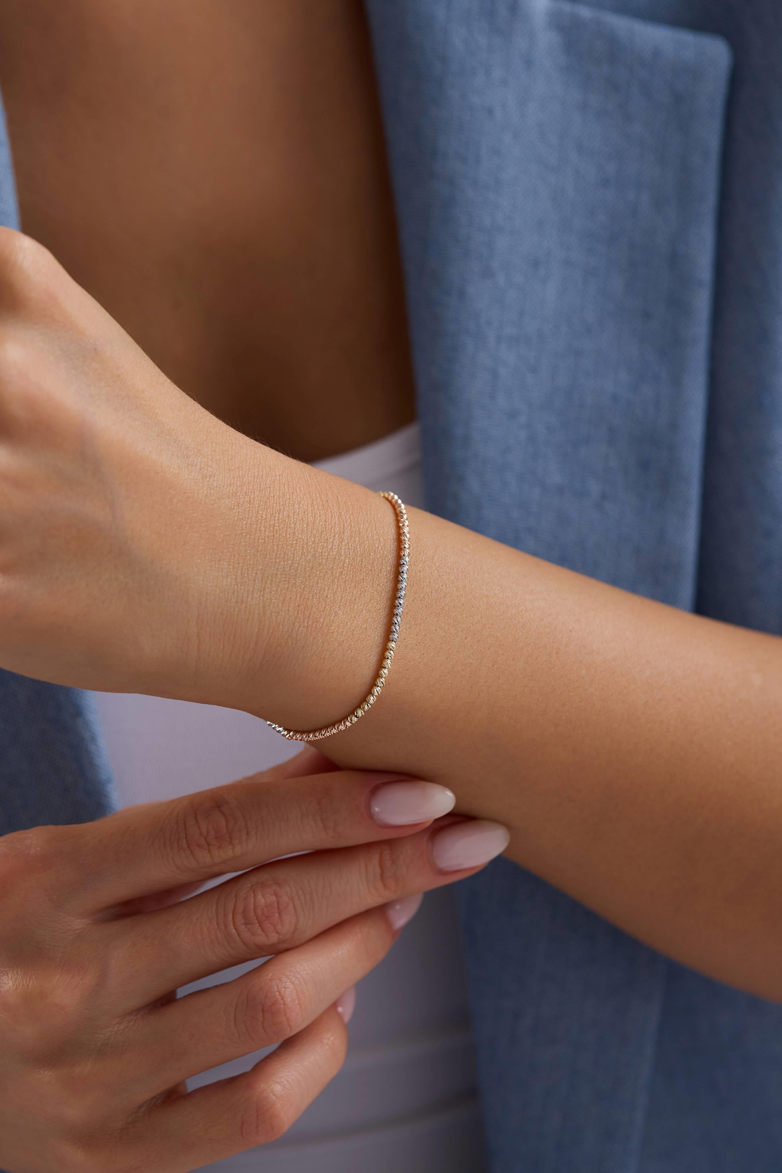 14 Ayar Dorikalı Üç Renk Altın Bileklik