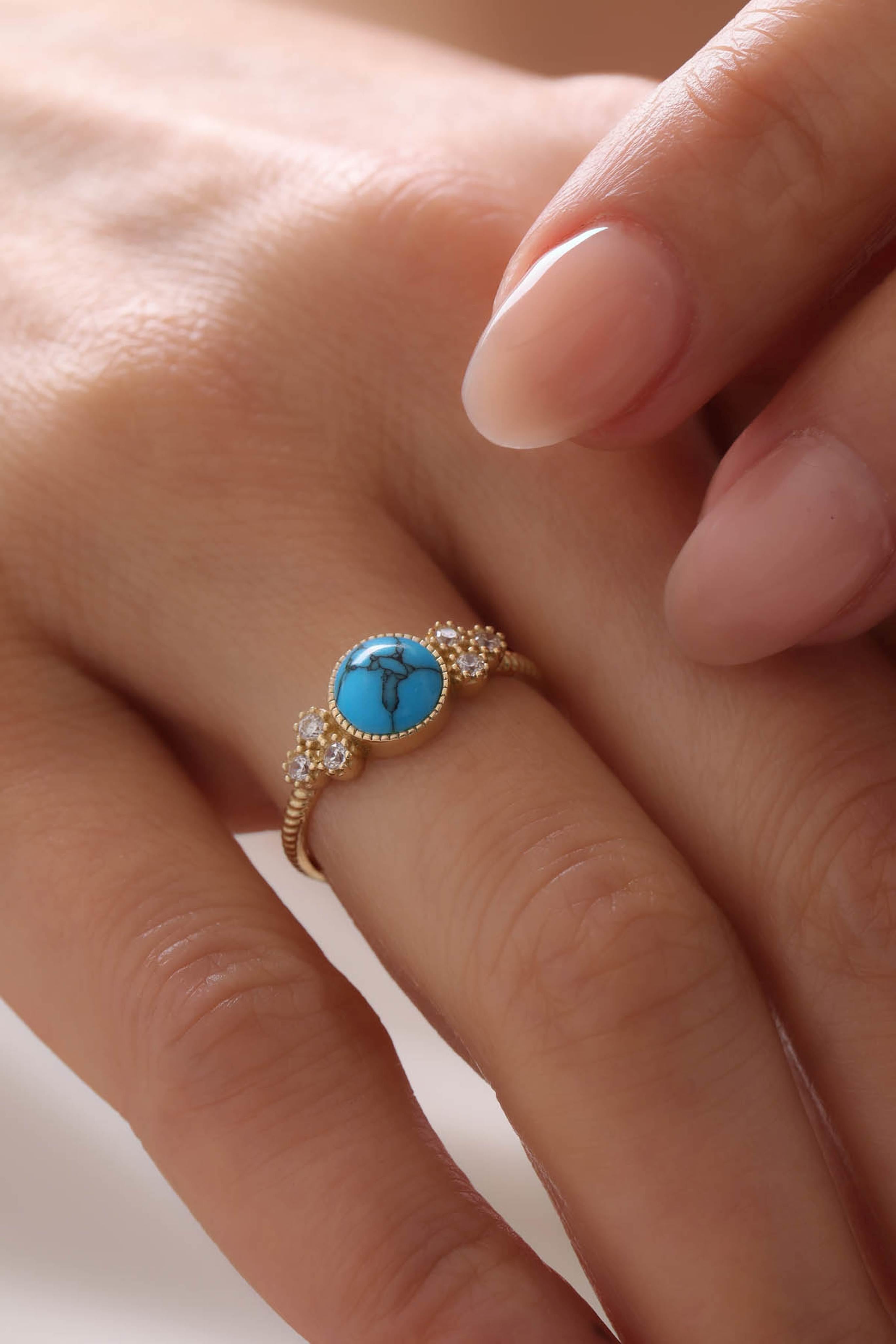 14 Ayar Firuzeli Altın Yüzük