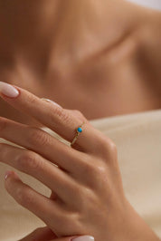 14 Ayar Firuzeli Zincir Altın Yüzük