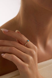 14 Ayar Firuzeli Zincir Altın Yüzük