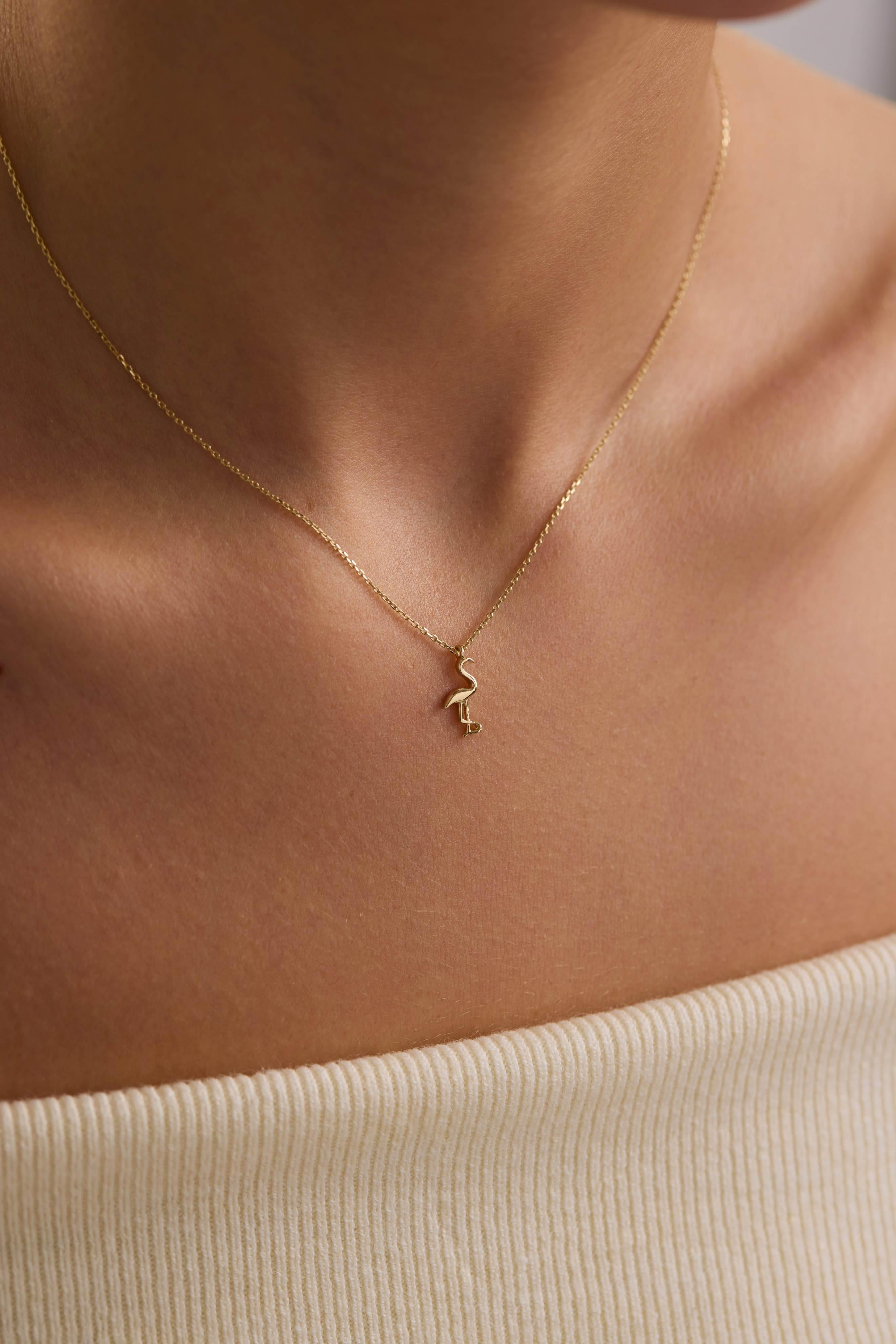 14 Ayar Flamingo Altın Kolye