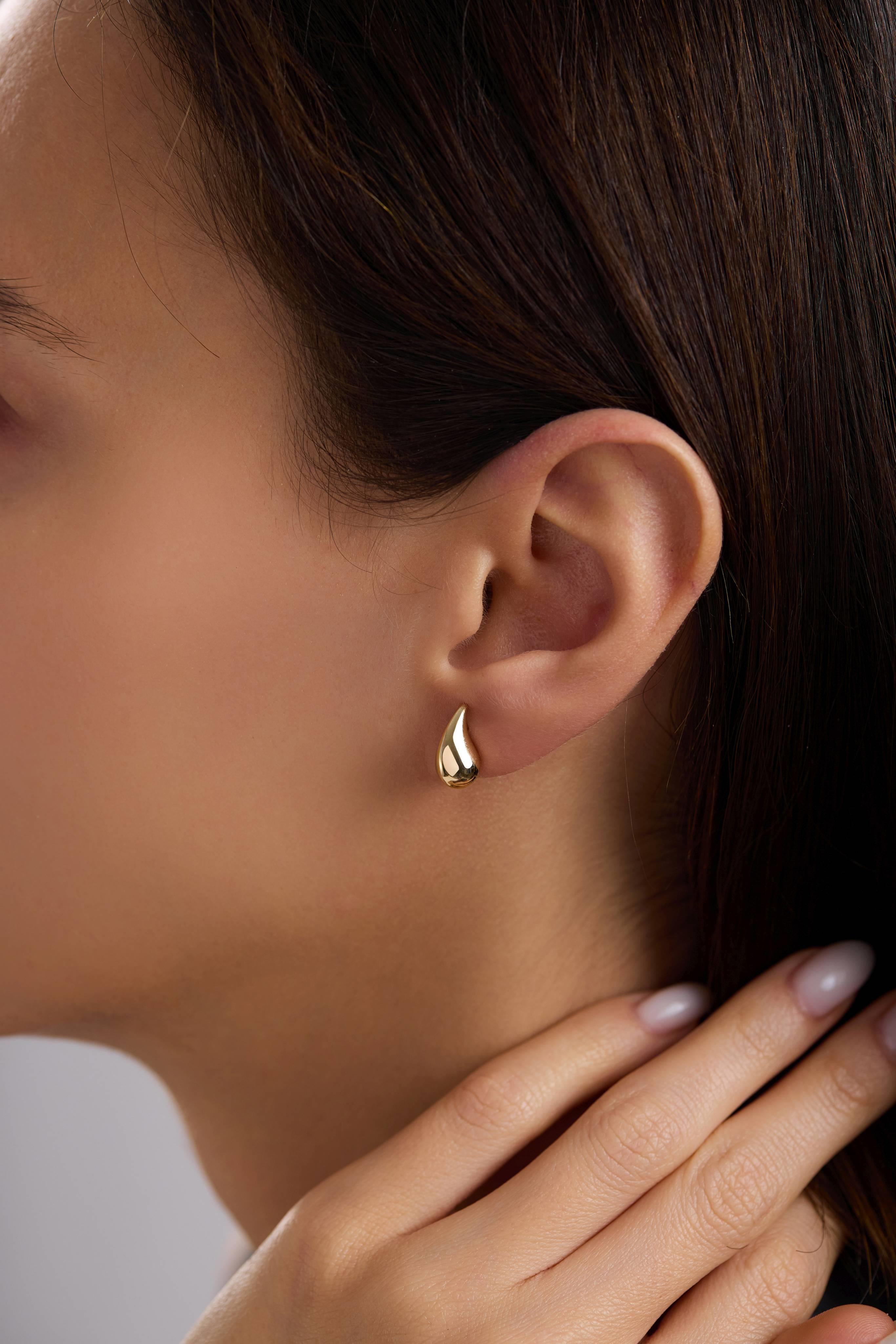 14 Ayar Göz Yaşı Altın Küpe