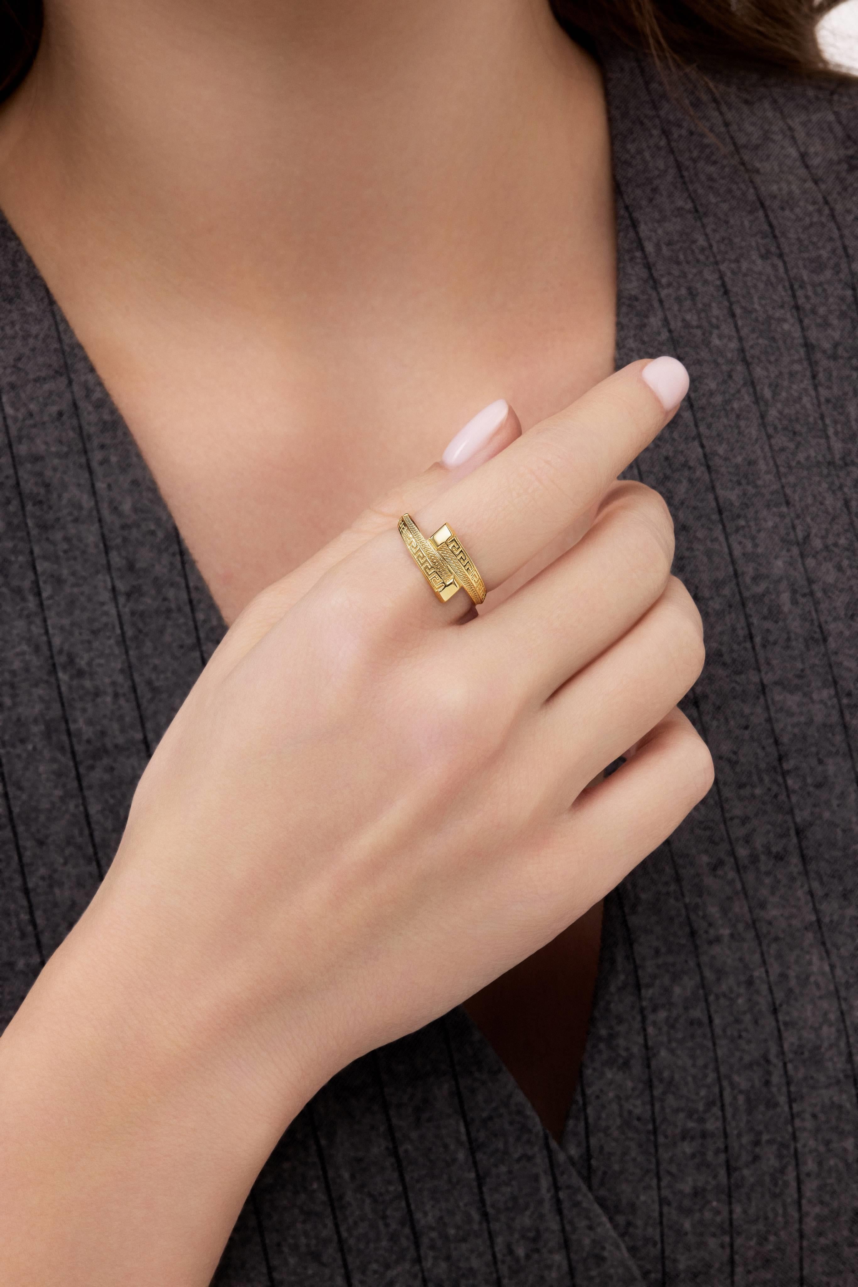 14 Ayar Grek Desenli Altın Yüzük