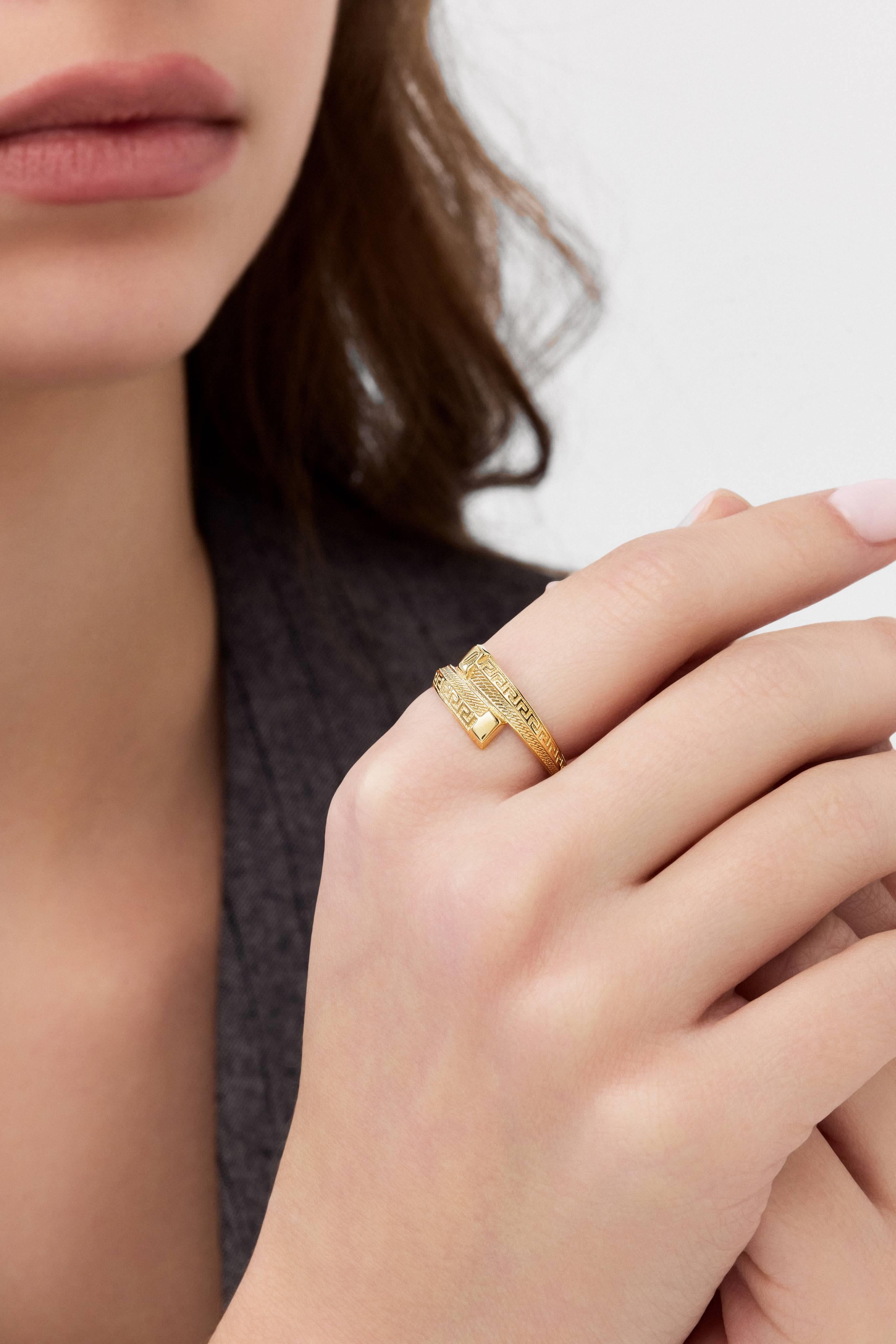 14 Ayar Grek Desenli Altın Yüzük