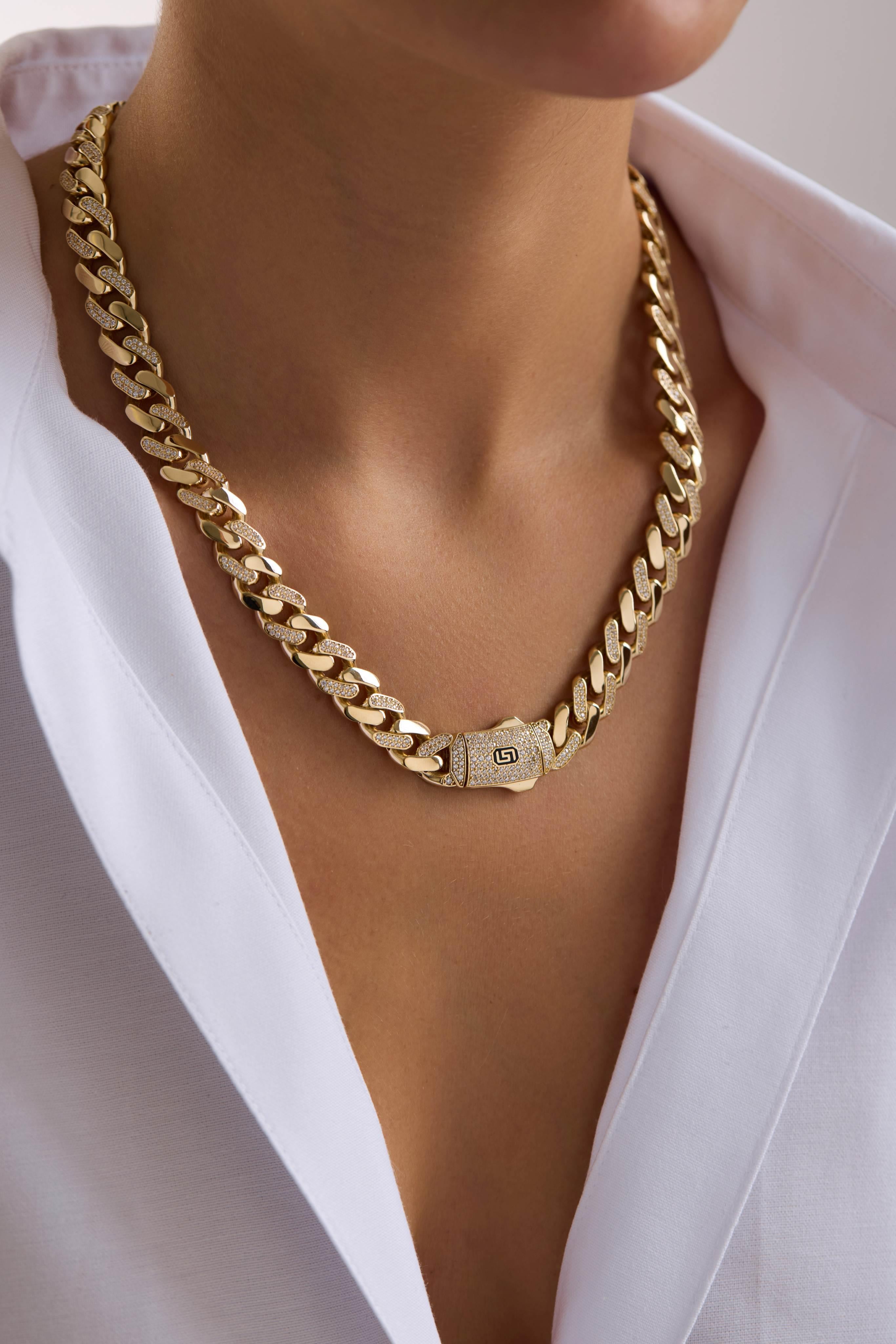 14 Ayar Gurmet Tamamı Taşlı Altın Kolye (11 MM)