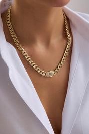 14 Ayar Gurmet Tamamı Taşlı Altın Set (9 MM)