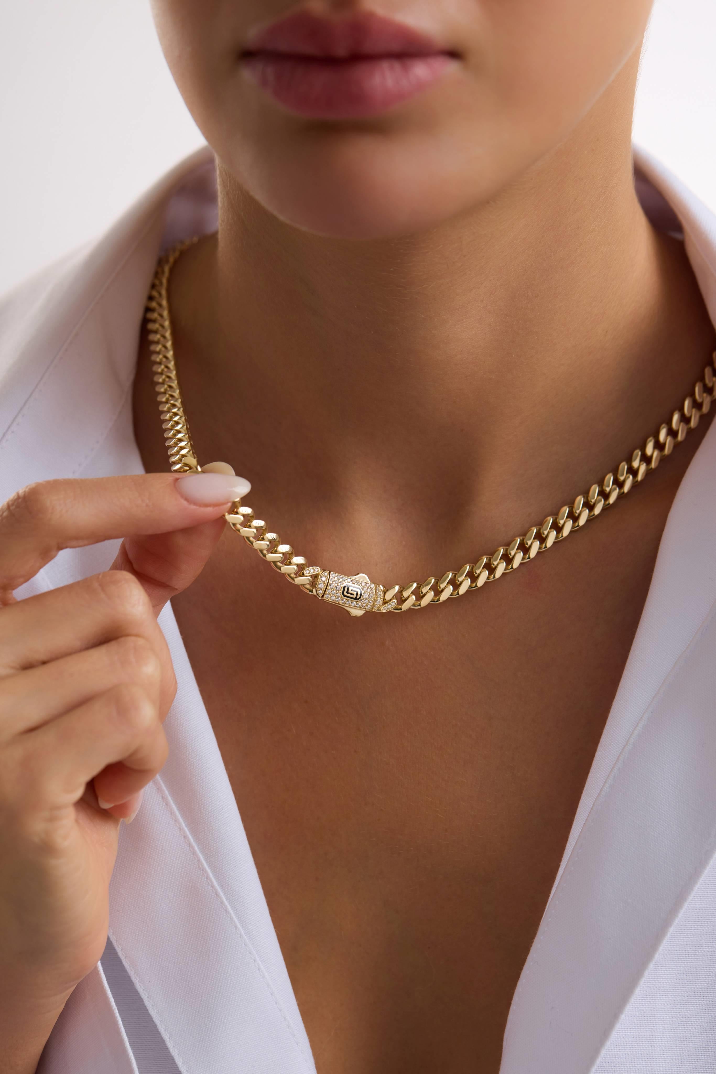 14 Ayar Gurmet Taşlı Kilitli Altın Kolye (7 MM)