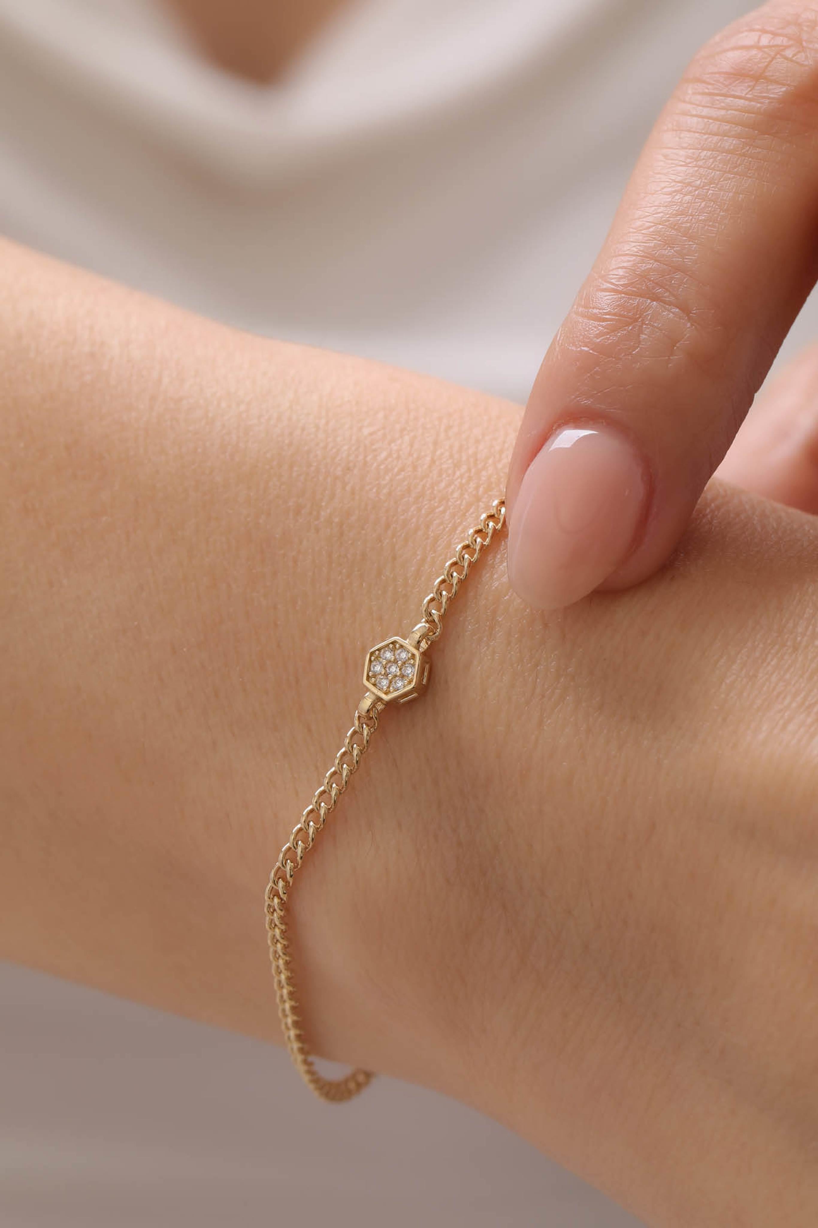 14 Ayar Gurmet Tektaş Altın Bileklik