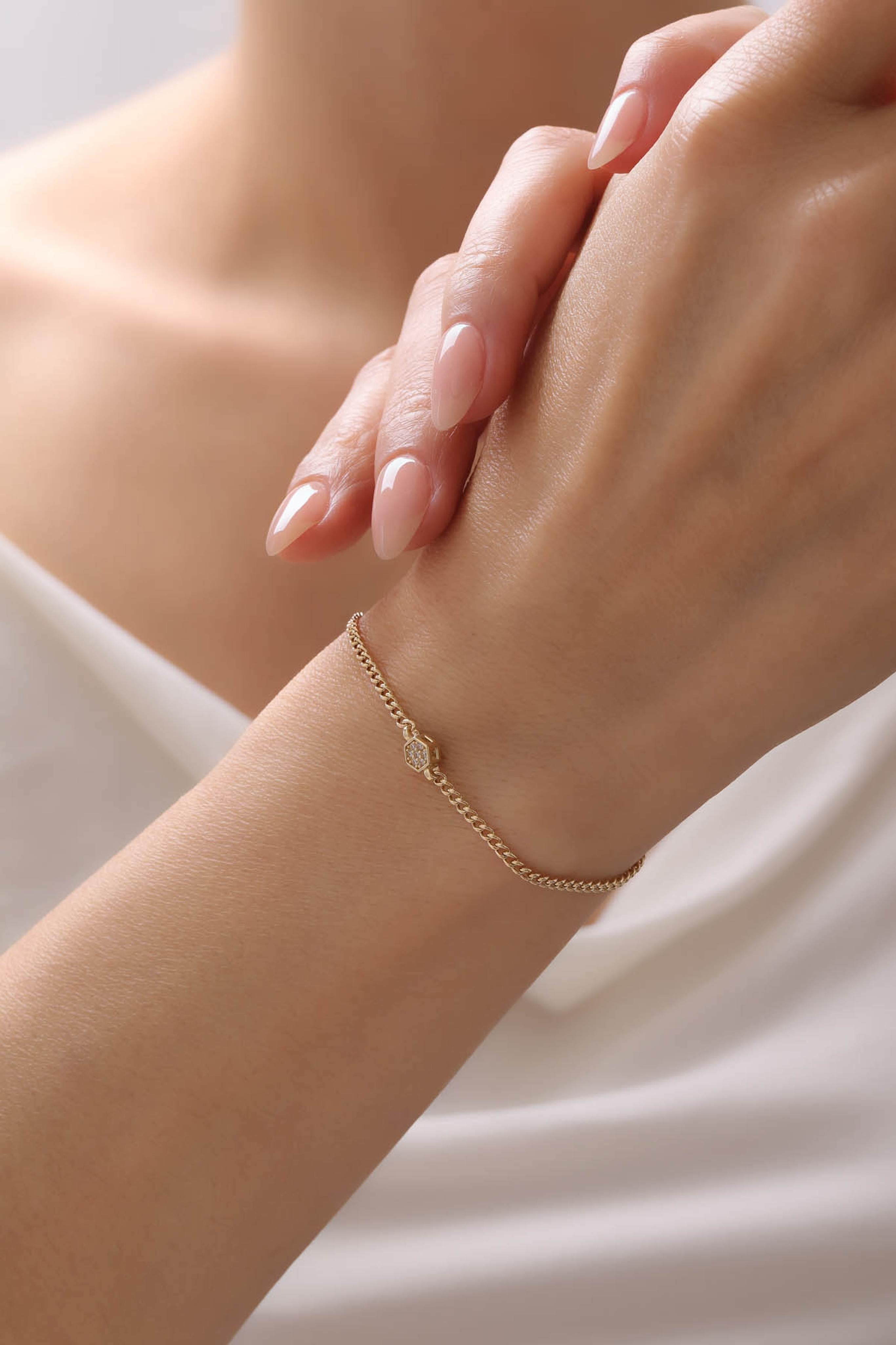 14 Ayar Gurmet Tektaş Altın Bileklik