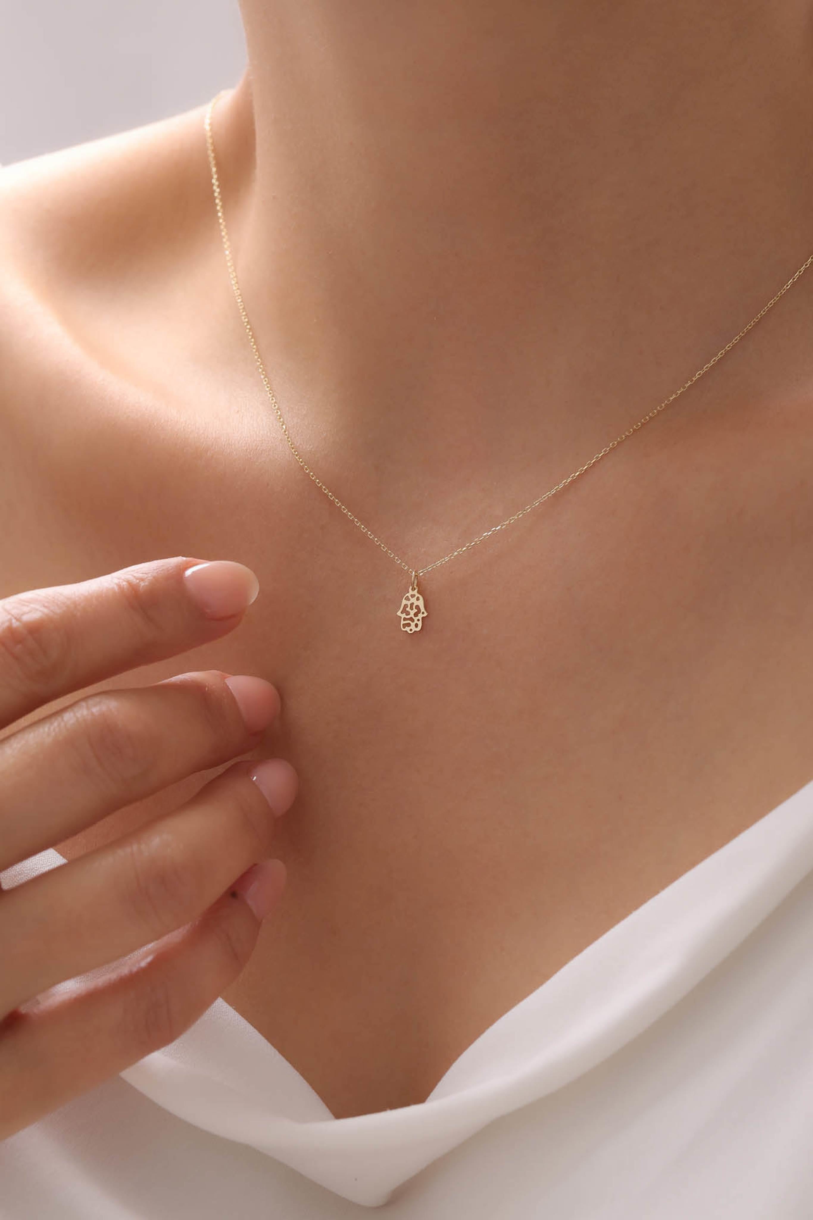 14 Ayar Hamsa Altın Kolye