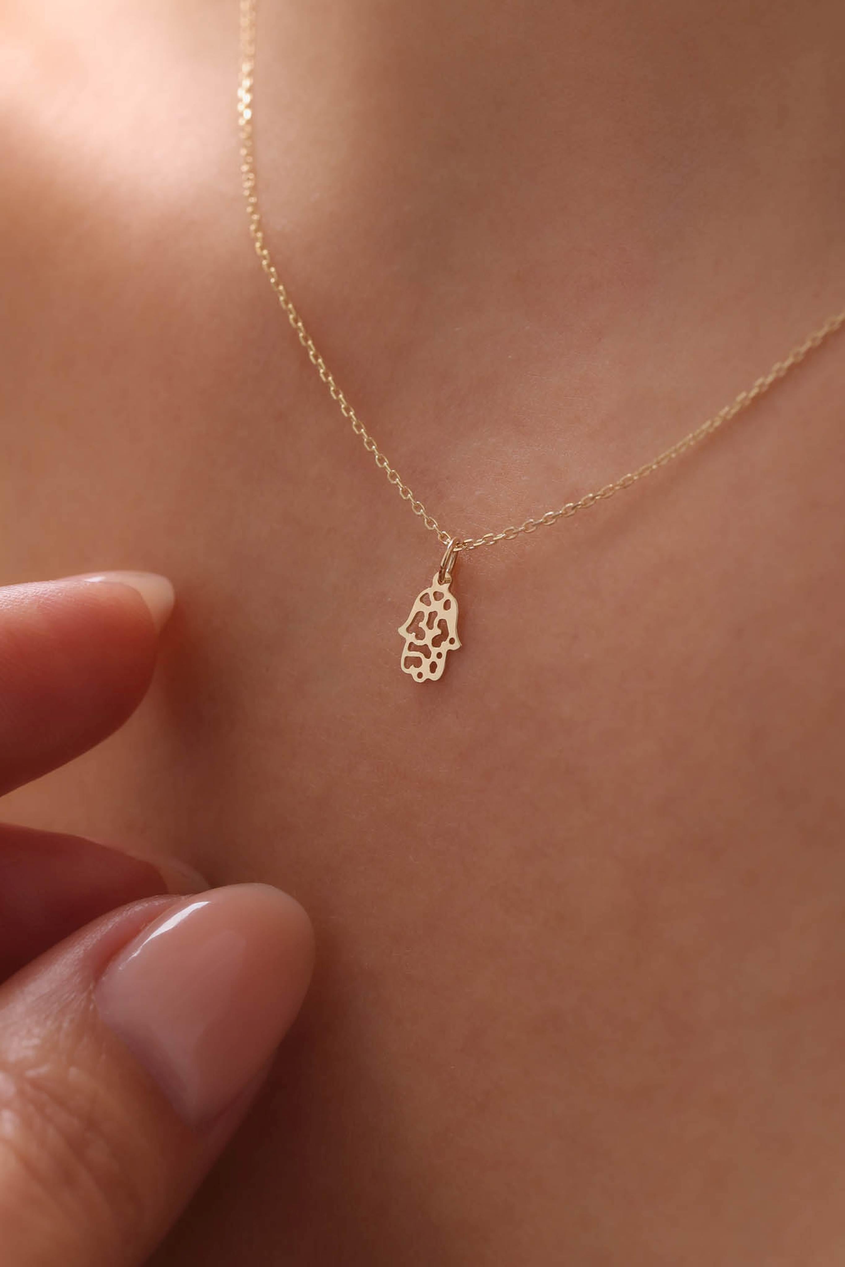 14 Ayar Hamsa Altın Kolye