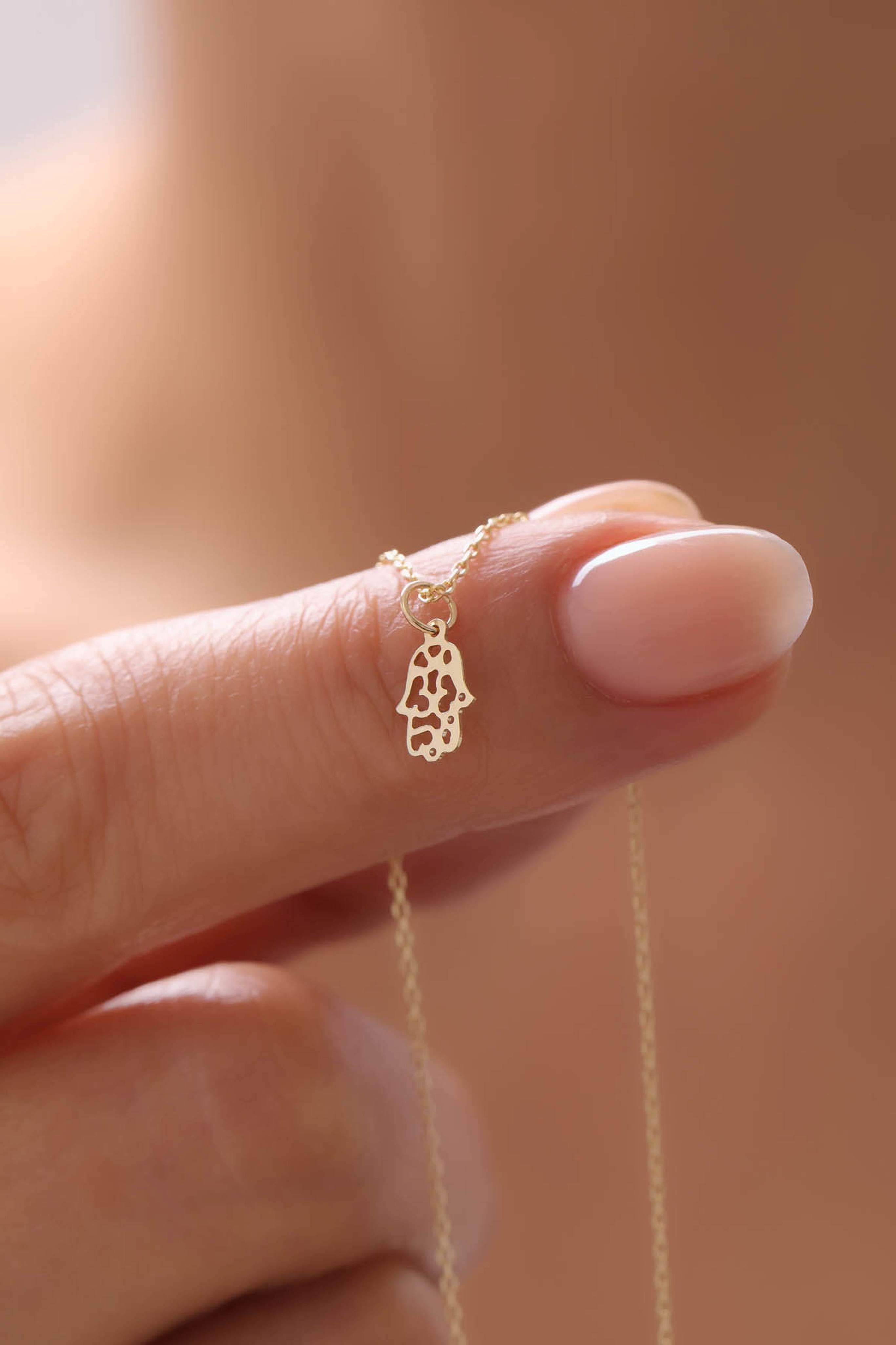 14 Ayar Hamsa Altın Kolye