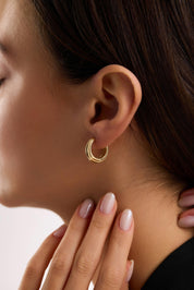 14 Ayar İkili Halka Altın Küpe