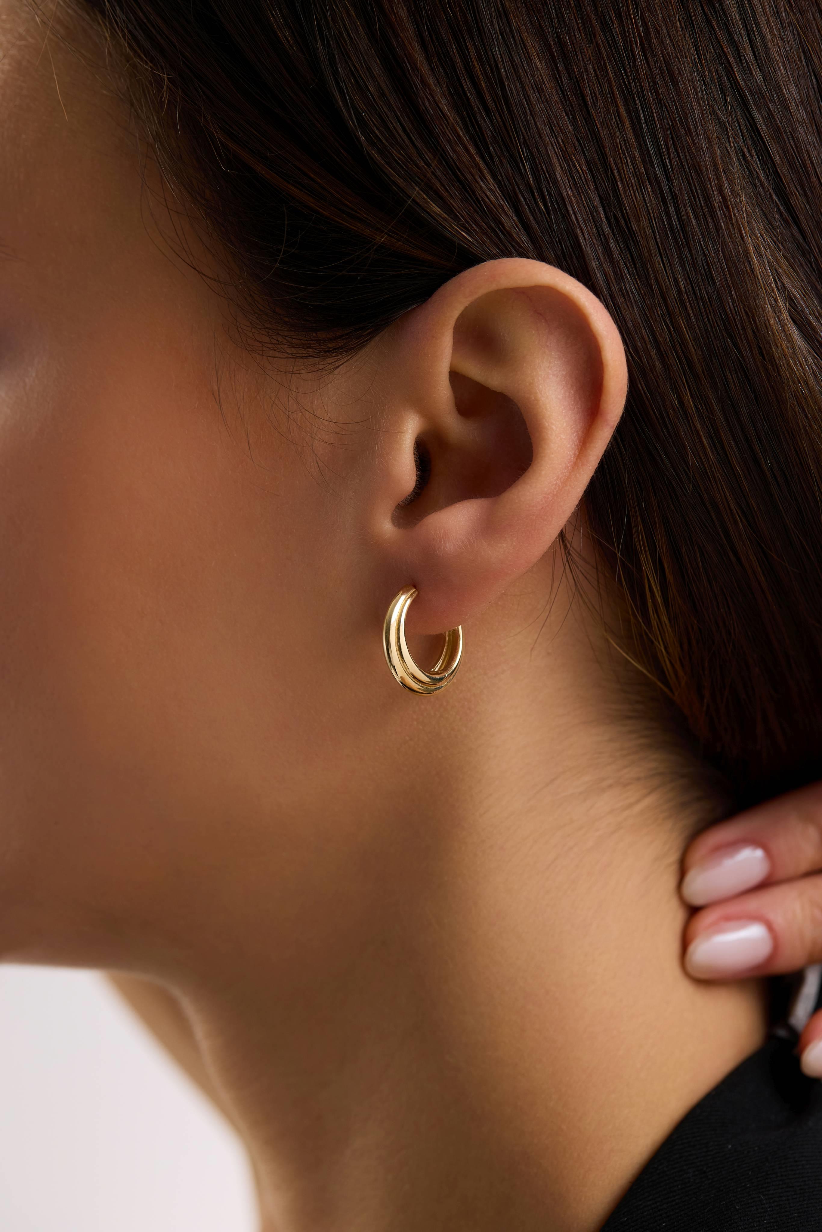 14 Ayar İkili Halka Altın Küpe