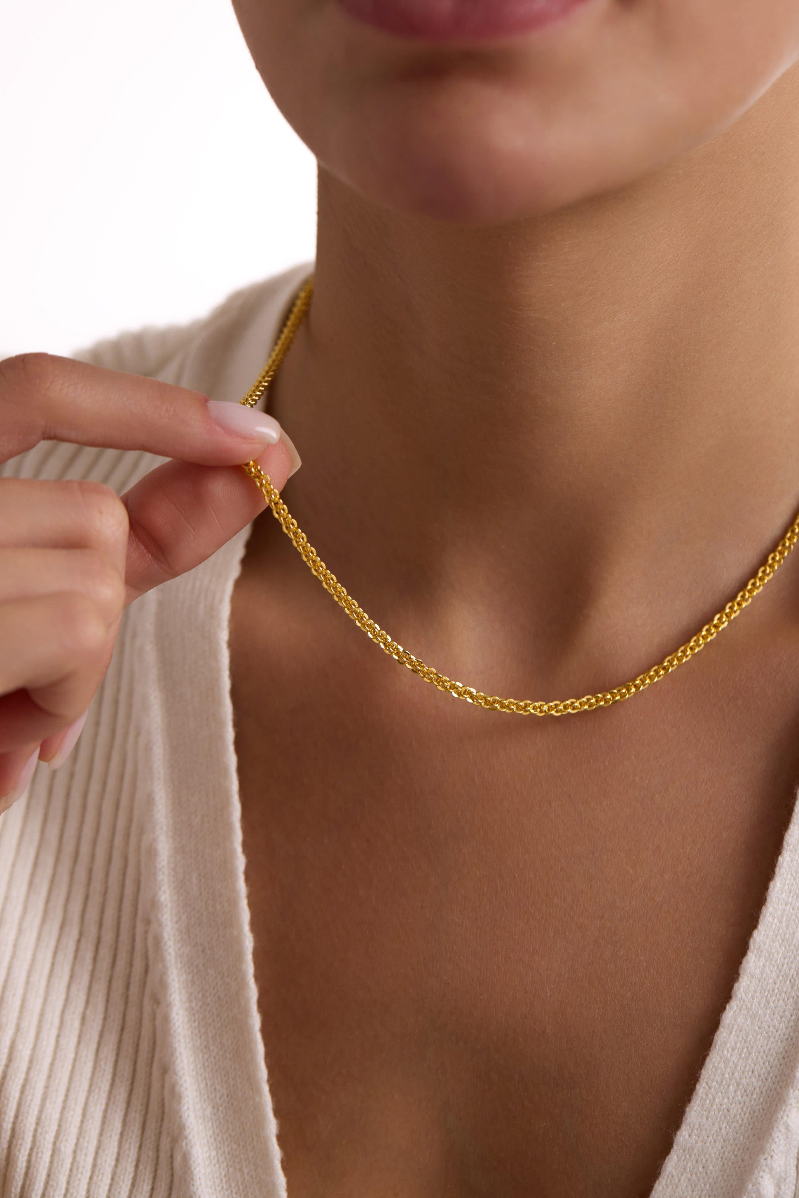 14 Ayar Işıltılı Altın Zincir Kolye (3 mm)