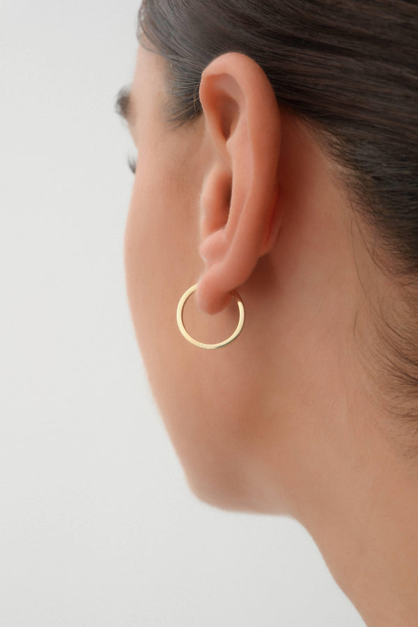 14 Ayar Kalemli Altın Halka Küpe