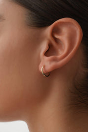 14 Ayar Kalemli Altın Halka Küpe