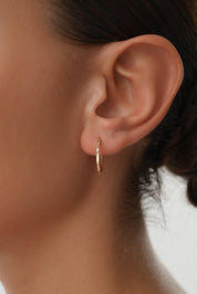 14 Ayar Kalemli Altın Halka Küpe