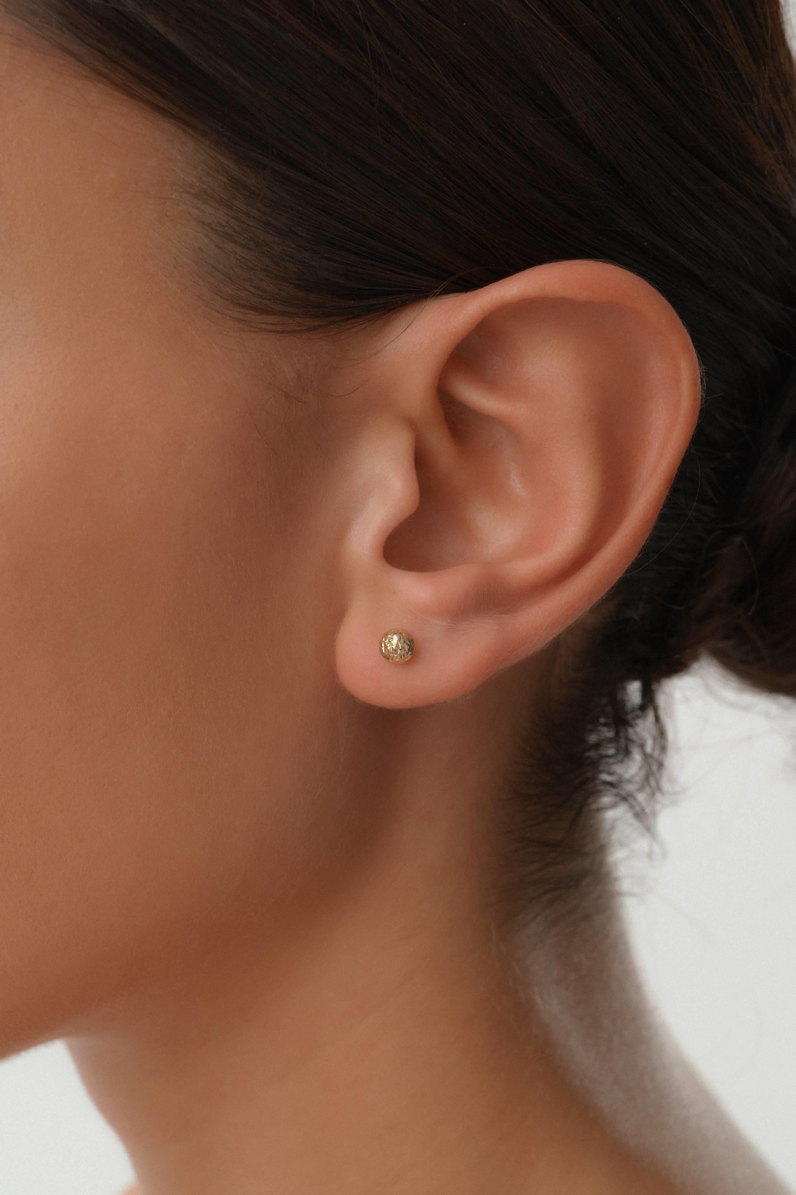 14 Ayar Kalemli Altın Top Küpe