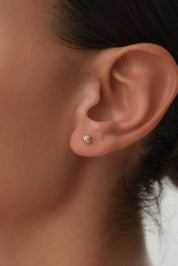 14 Ayar Kalemli Altın Top Küpe